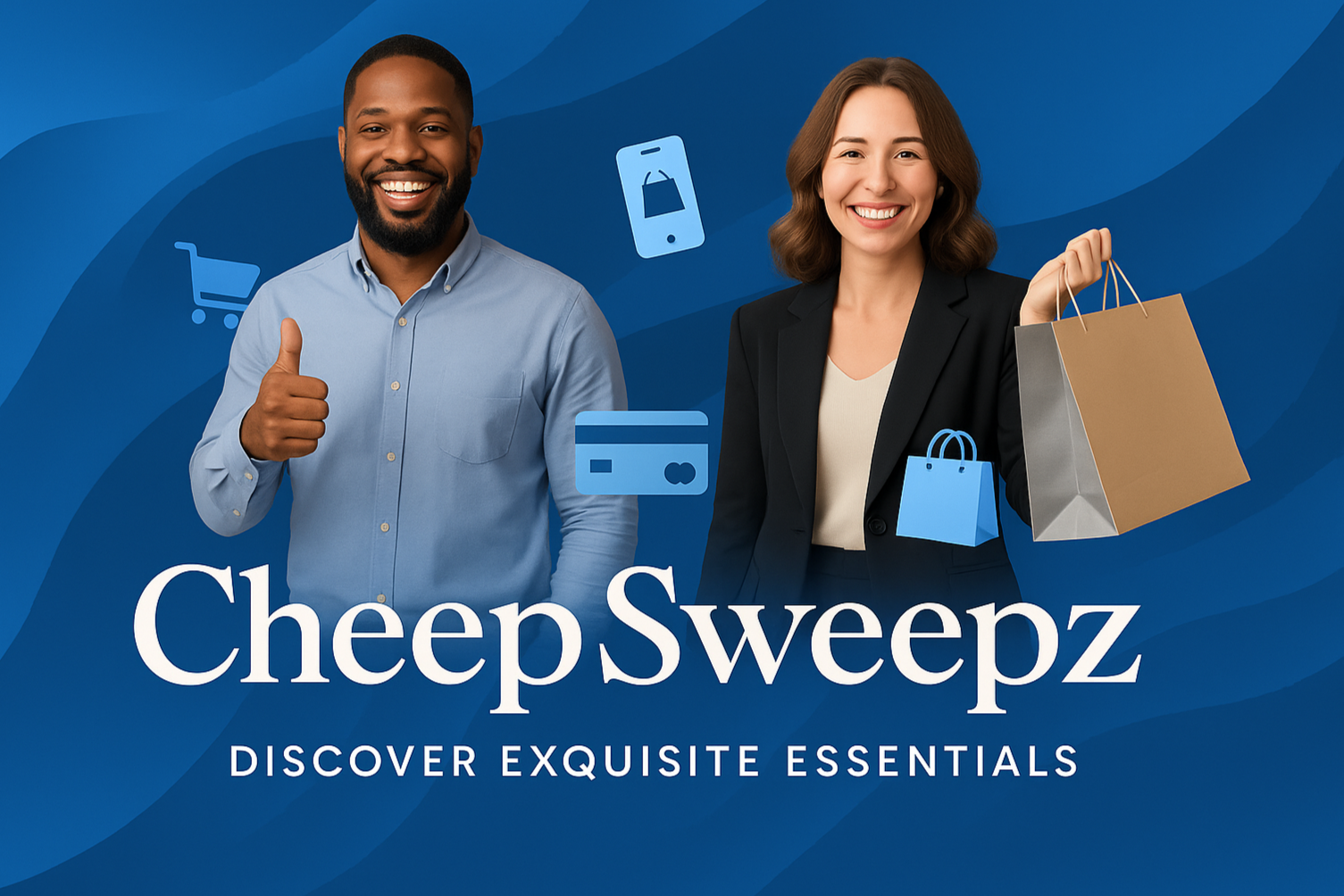 CheepSweepz banner with enhanced retail typography