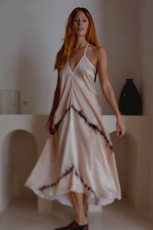 Altair Silk Halter Dress in Shibori - CheepSweepz