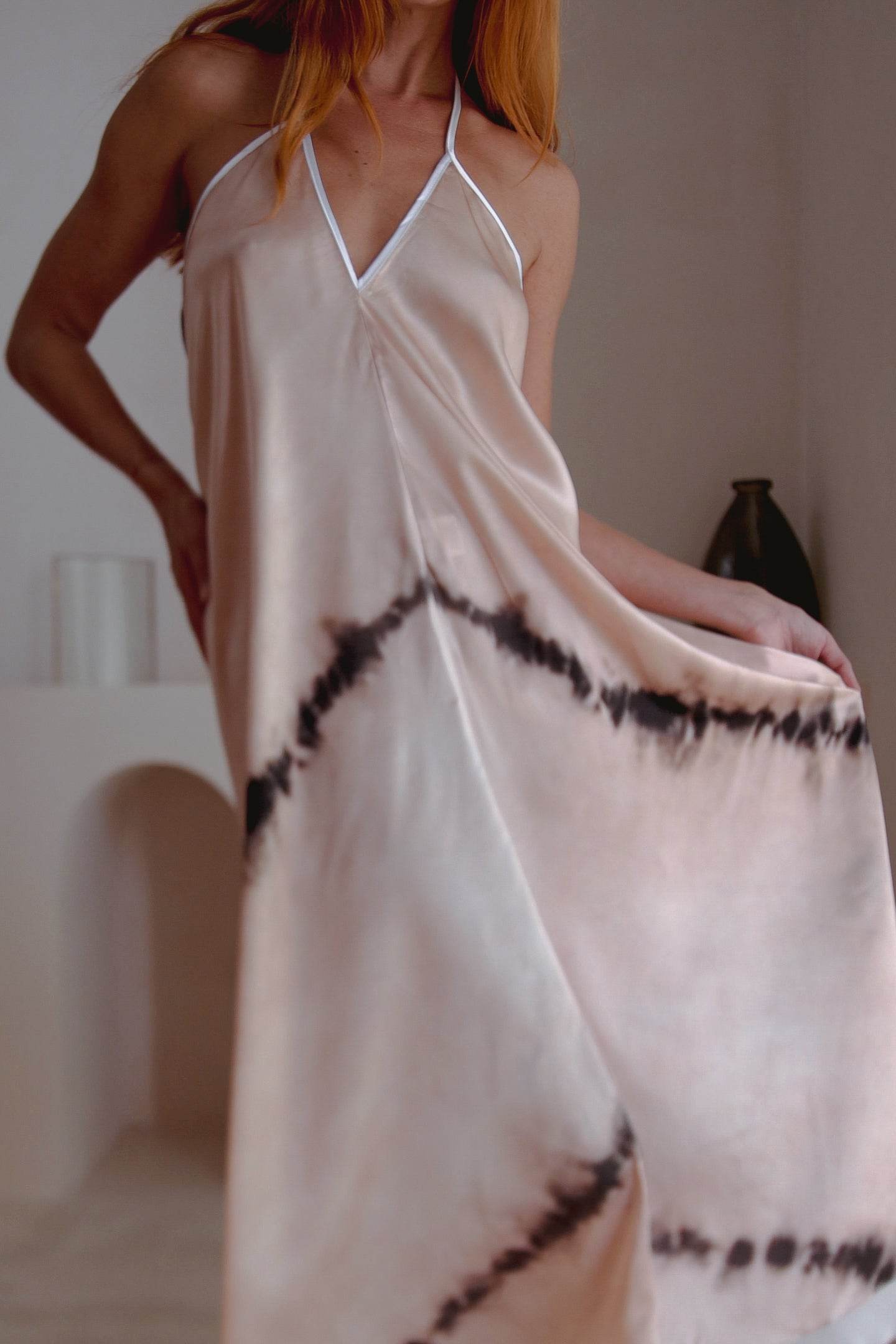 Altair Silk Halter Dress in Shibori - CheepSweepz
