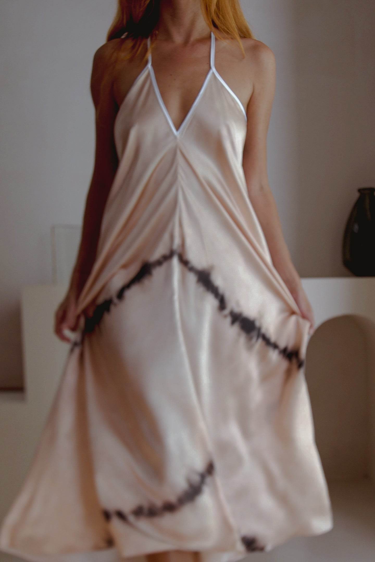Altair Silk Halter Dress in Shibori - CheepSweepz