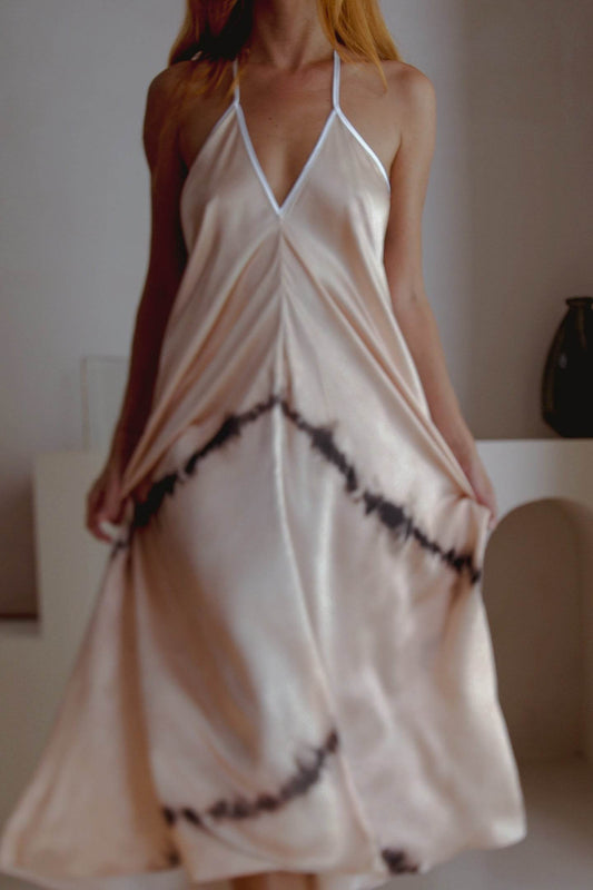 Altair Silk Halter Dress in Shibori - CheepSweepz