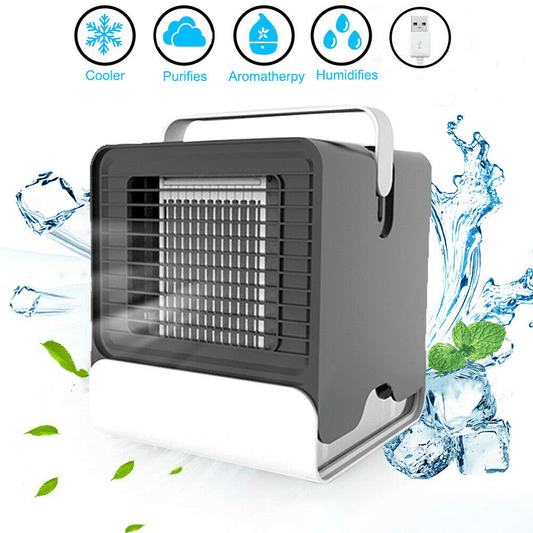 Teal Simba desktop personal air cooler with cooling, purifying, aromatherapy, and humidifying features