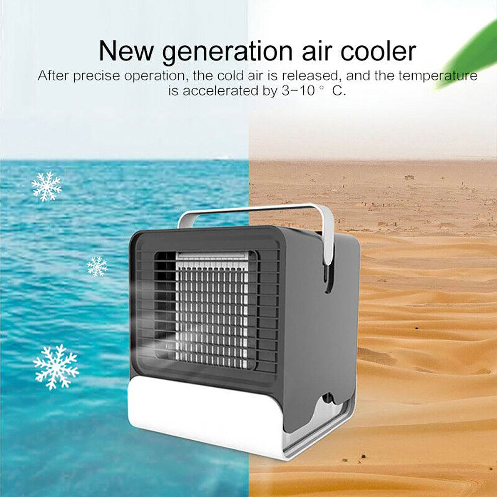 Teal Simba desktop personal air cooler with compact design releasing cold air for personal cooling