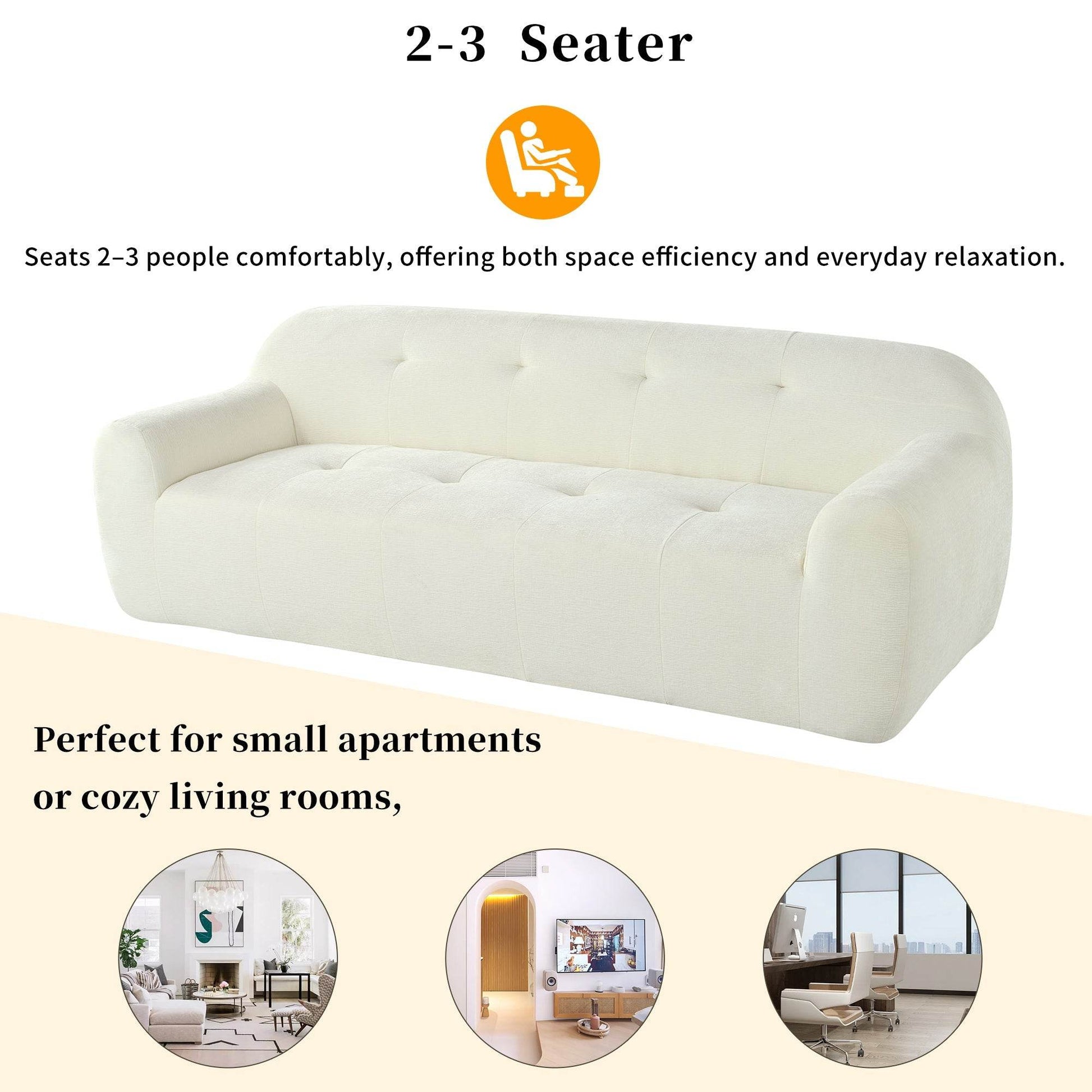 85.8' Wide Chenille Fabric 3-Seater Sofa with Tufted Style, Full - CheepSweepz