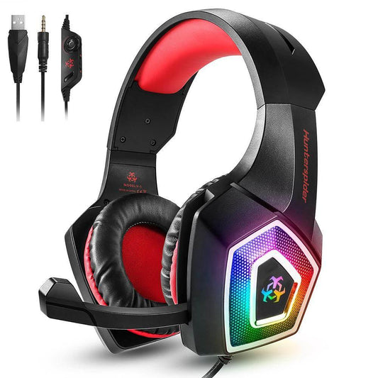 Yellow Pandora premium gaming headset with RGB lighting, cushioned ear pads, and attached microphone