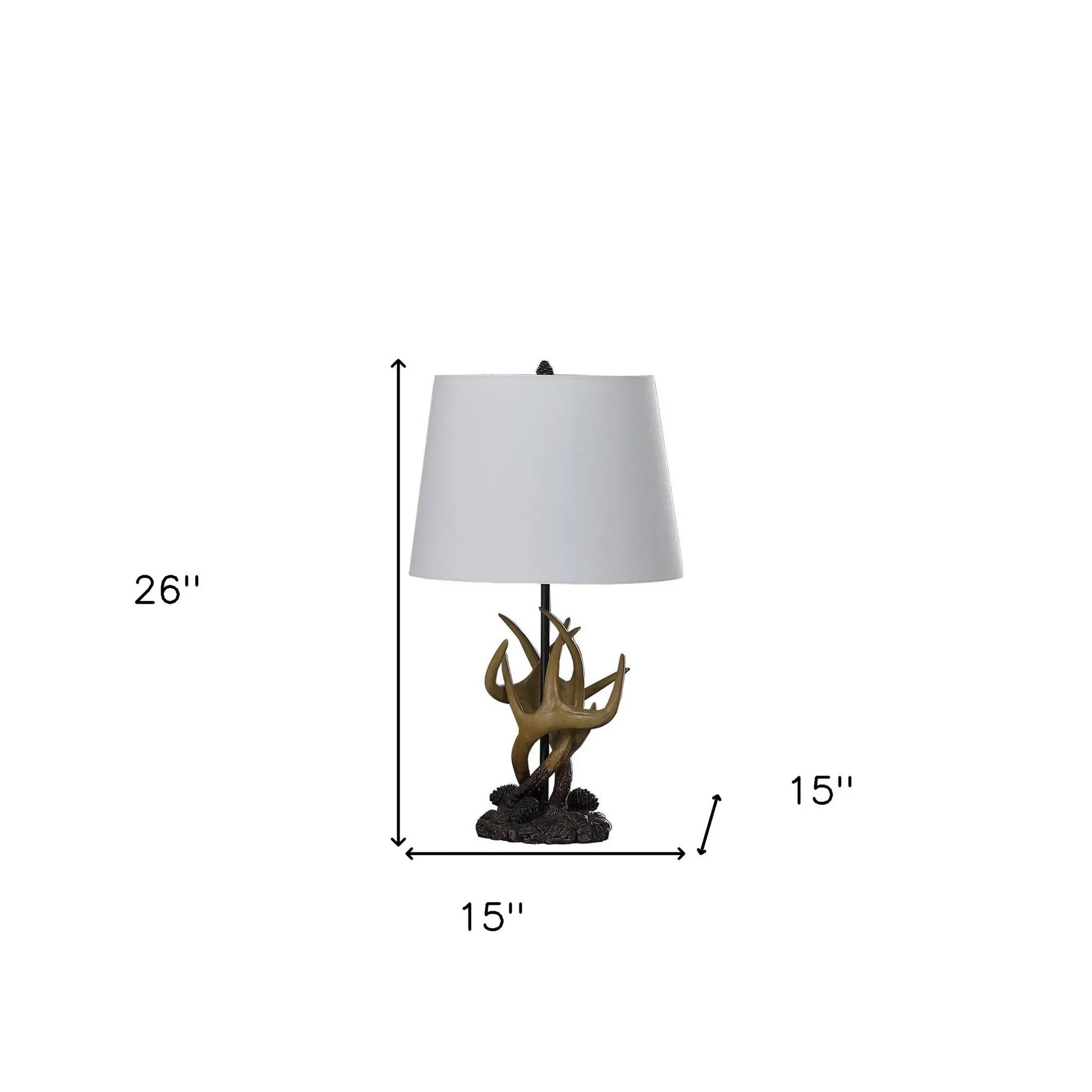 Natural antlers lamp with white shade featuring detailed antler base and classic white lampshade
