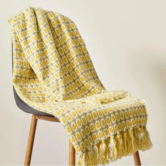 Pastoral Style Yellow Knitted Woolen Blanket - CheepSweepz