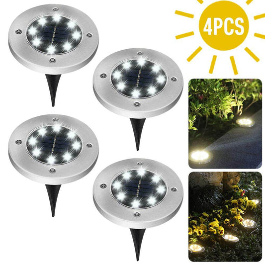 Pink Iolaus solar powered garden pathway lights set of 4 stainless steel outdoor LED pathway lights
