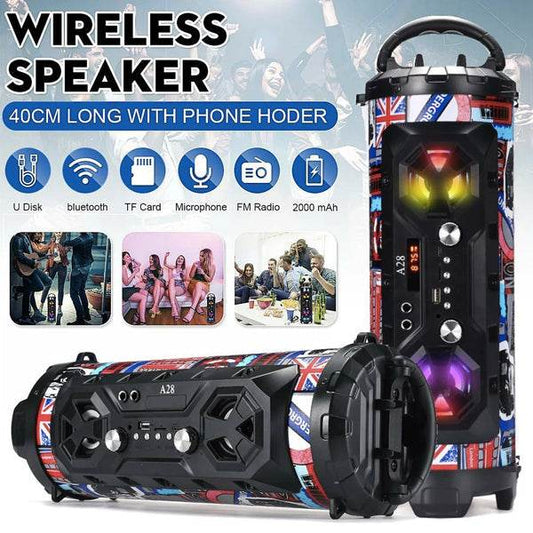 Yellow Pandora superior sound bluetooth party speaker with colorful design and multiple connectivity options